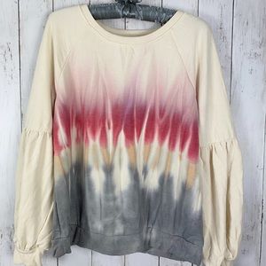 Knox Rose Tie Dye Long Puff Bishop Sleeve Pullover Sweatshirt Women’s Sz L Shirt